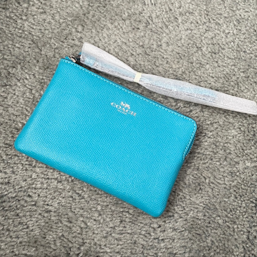Blue coach wristlet